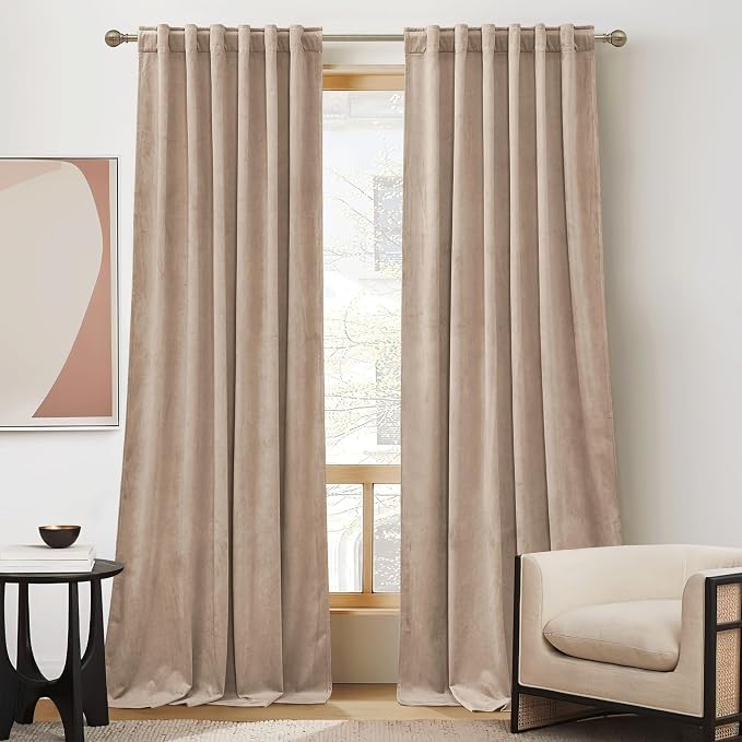 RYB HOME Velvet Curtains 102 inches Long, Extra Long High Ceiling Curtains | by RYBHOME