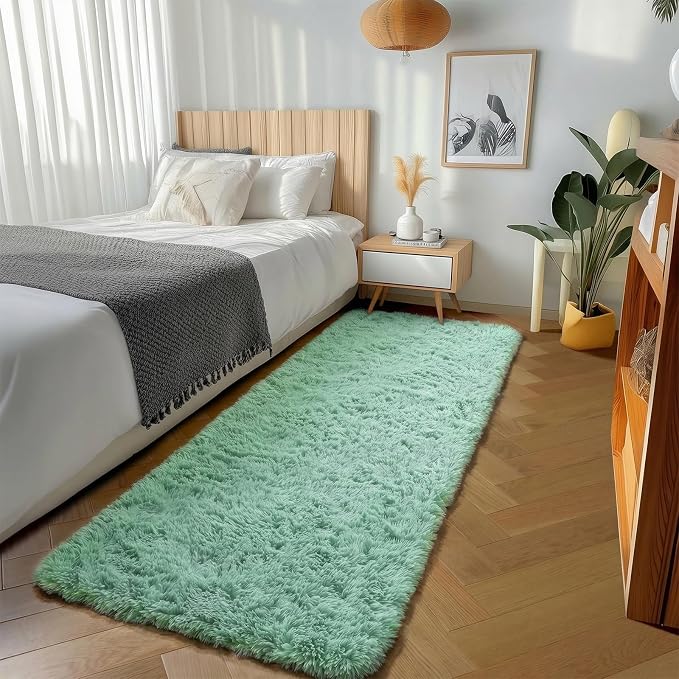 Sage Green Runner Rugs for Bedroom Living Room, Fluffy 2x6 Bedside Hallway Area - Image 4
