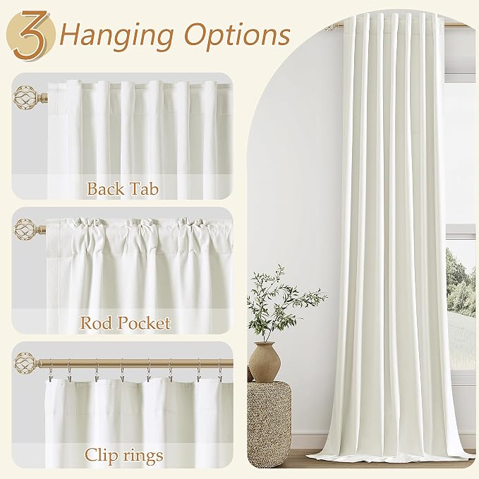 Ivory 100% Blackout Linen Curtains 96 Inch Length 2 Panels Set - Image 6