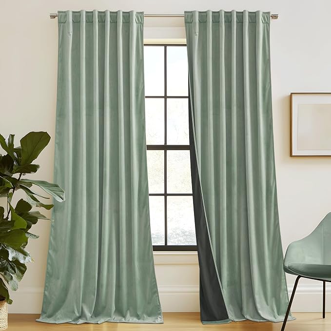 RYB HOME Velvet Curtains 108 inches Long, Extra Long High Ceiling Curtains | by RYBHOME
