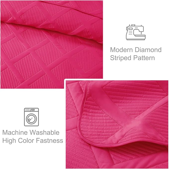 Exclusivo Mezcla California King Size Quilt, Hot Pink | Soft Bedspreads - Image 5