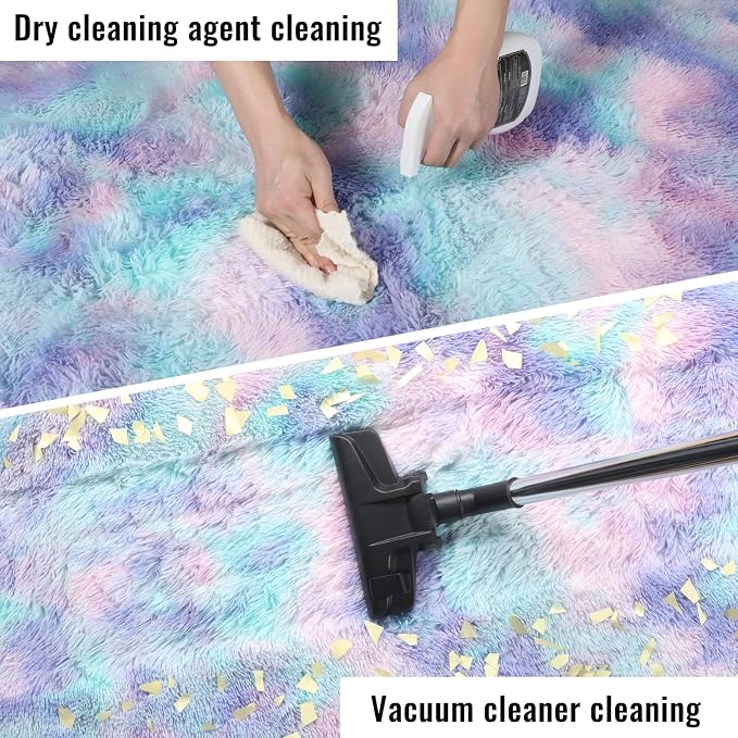 Soft Purple Rainbow Rugs for Living Room, Fluffy 5x7 Area Rug, Plush Adorable - Image 7