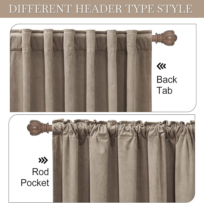 RYB HOME Velvet Curtains 108 inches Long, Extra Long High Ceiling Curtains | - Image 4