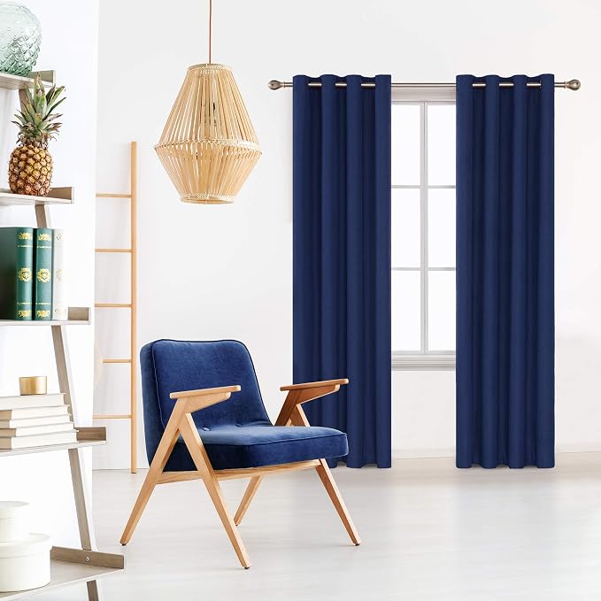 Deconovo Faux Linen Total Blackout Curtains Grommet Noise Reducing Panels - Image 2