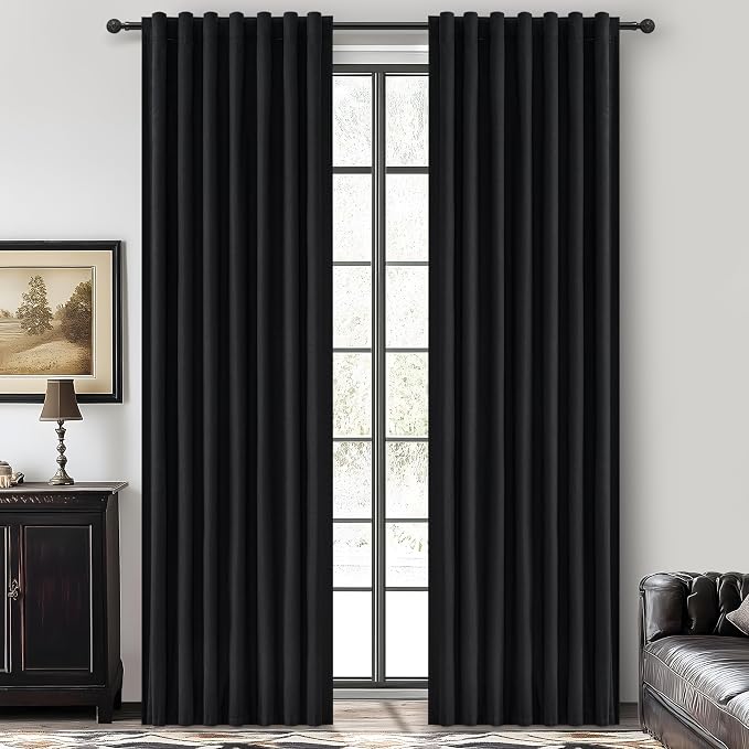 Unique 86 Inch Black Blackout Curtains by QJMYDECO