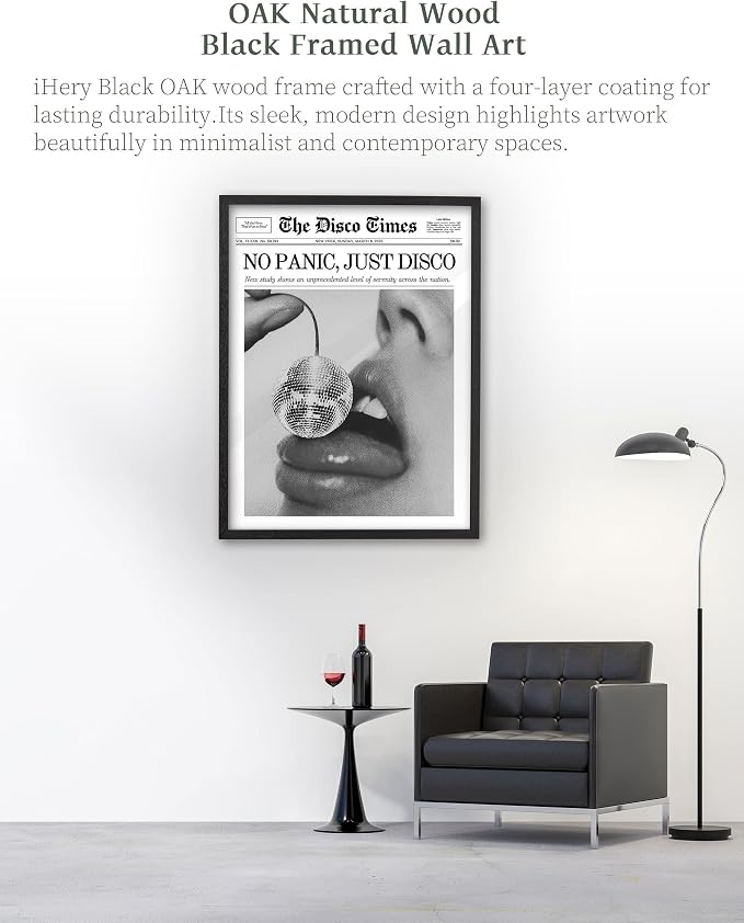 iHery 16x20in No Panic Just Disco Black Framed Newspaper Wall Art | Premium - Image 4