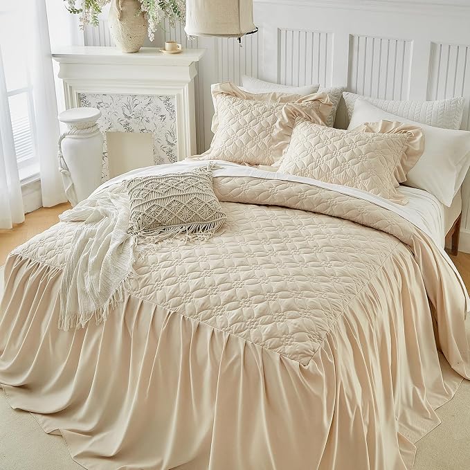 Ruffle Skirt Bedspread Set Flower Style - Image 6