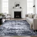 Area Rug Living Room: 5x5 Modern Washable Indoor Carpet Black | by FXRHLP