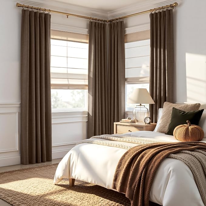 RYB HOME Brown 100% Blackout Curtains 102 Inch Long - Image 2