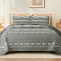 Whale Flotilla Reversible Grey Print Quilt Twin Size by WHALEFLOTILLA