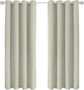 Joydeco Light Beige Blackout Curtains 90 Inch Long 2 Panels Set, Faux Textured by JOYDECO