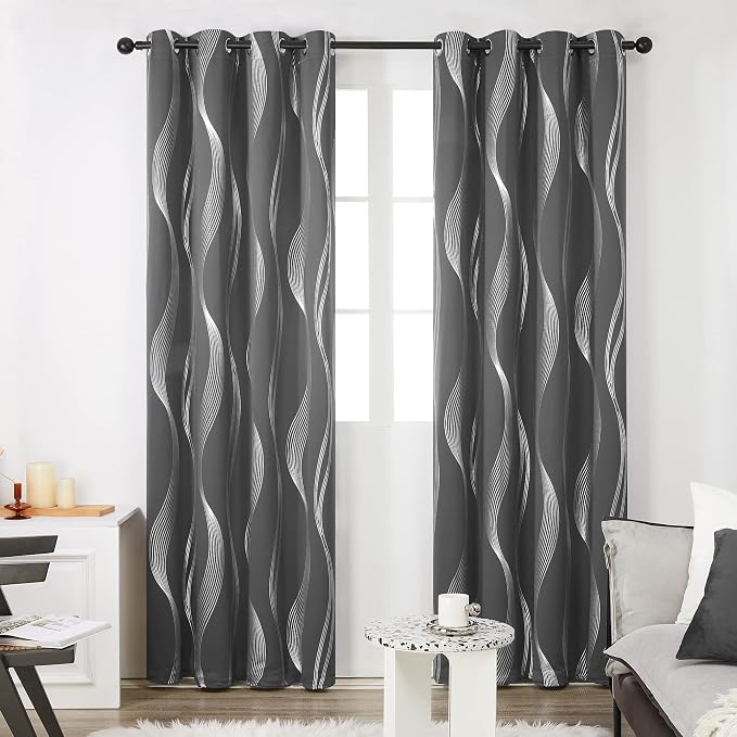 Deconovo Curtains for Living Room, Pattern Blackout Curtains 63 Inches Long | - Image 2