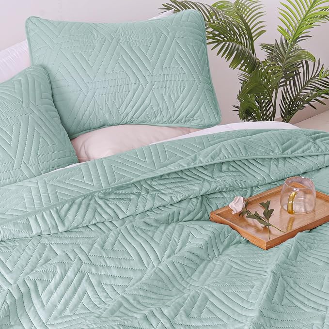 Whale Flotilla Soft Geometric Queen Quilt Set - Image 4