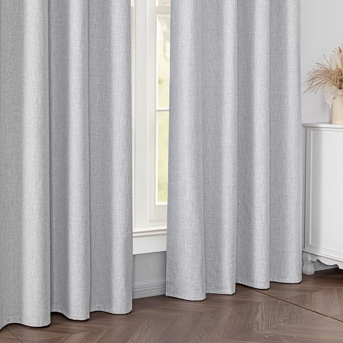 100% Blackout Curtains 108 inch Length 1 Panel Faux Linen Long Drapes - Image 7