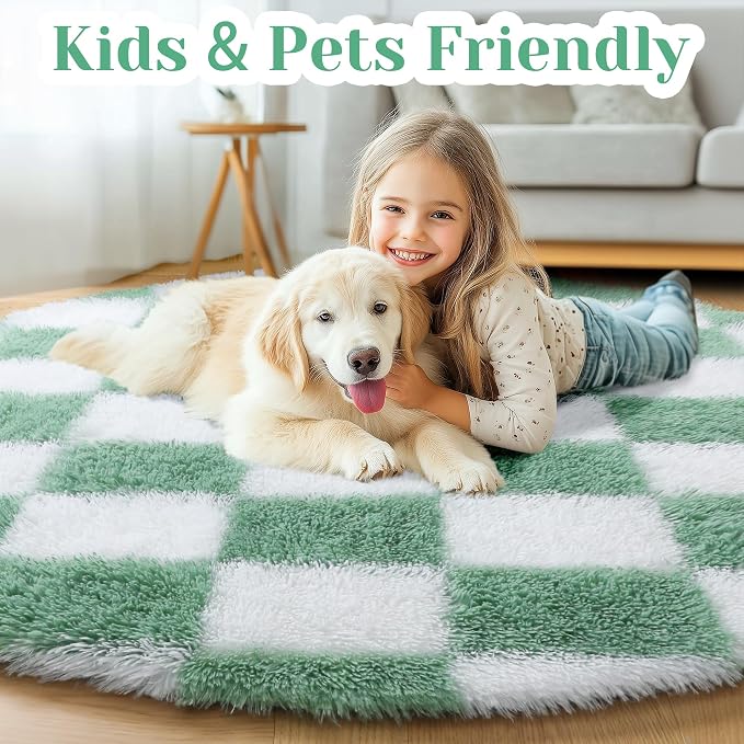 KICMOR Round Rug 4ft for Bedroom, Fluffy Soft Circle Area Rug Cute Small Living - Image 4