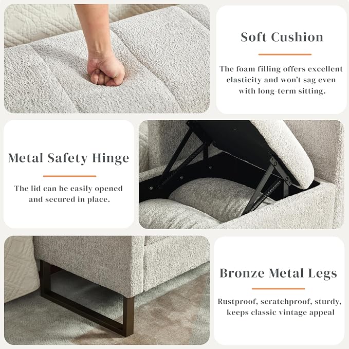 Aoiy & Wifon 63.98" W Storage Ottoman Bench, End of Bed Bench, King Size - Image 4