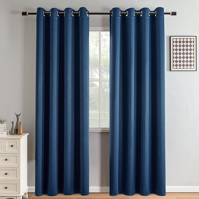 IGEMAEVE Blackout Curtains for Bedroom Grommet Blue 52" W x 90" L | Bedroom | - Image 3