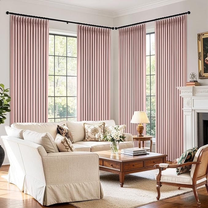MIULEE Pinch Pleated 100% Blackout Curtains 40"x96" Light Pink 4 Panels Set | - Image 6