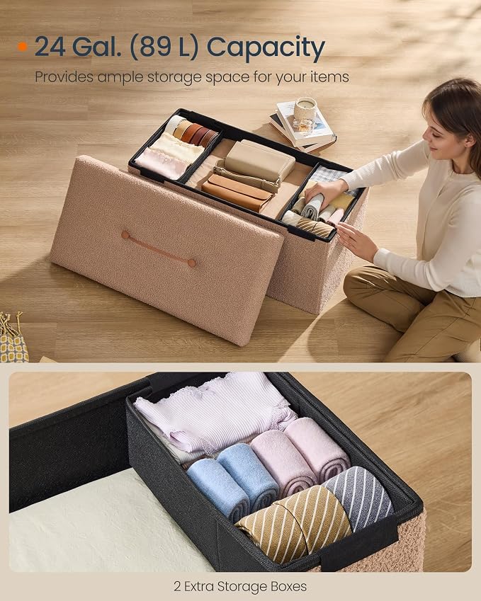 SONGMICS Storage Ottoman Bench, Storage Chest, Foot Rest Stool, End of Bed Bench - Image 5