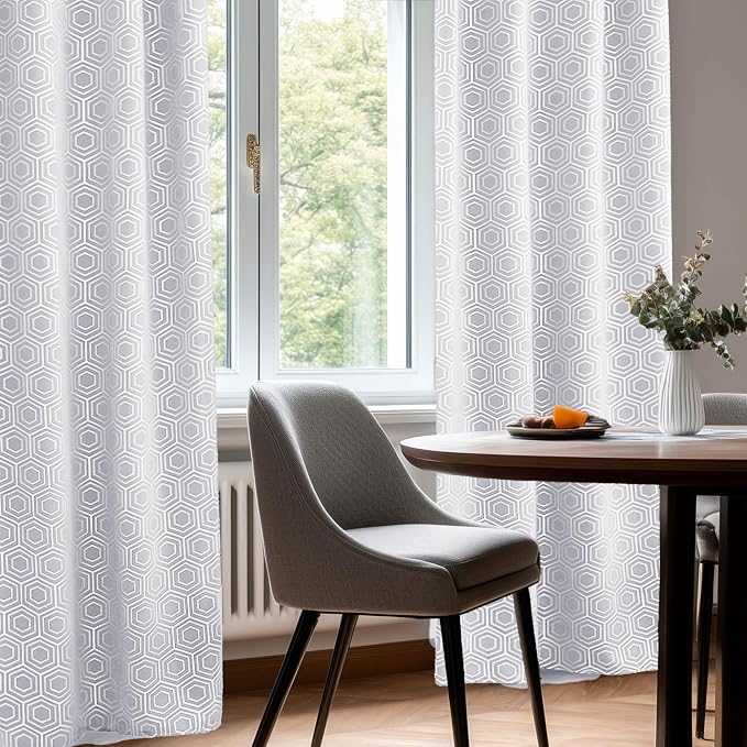 Deconovo Room Darkening Curtains, Star White Thermal Insulated Grommet Drapes - Image 6