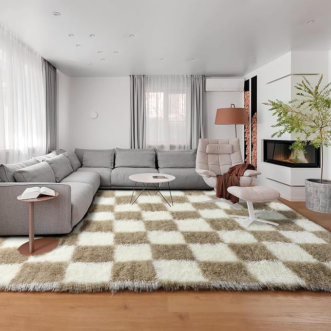 KICMOR 6x9 Rugs for Living Room Beige and Cream White, Large Big Fluffy Shag - Image 7