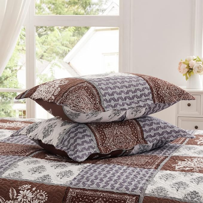 Full/Queen Size Quilt Set 3 Pieces Lightweight Reversible Bedspread-90''x98'' - Image 7