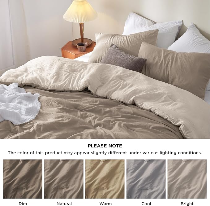 Bedsure Twin/Twin XL Comforter Set, Khaki Beige Soft Prewashed Bedding - Image 7
