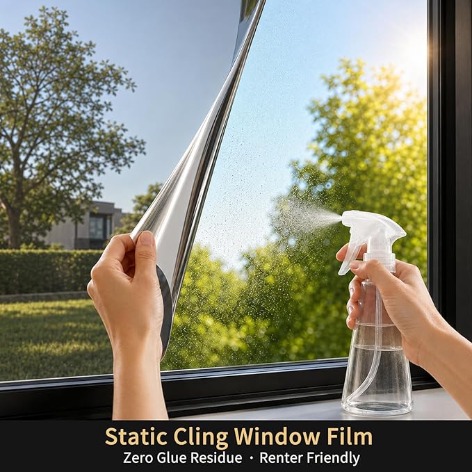 One Way Privacy Window Film Heat Control Mirror Tint 17.5Inx6.5Ft | Window Tint - Image 5