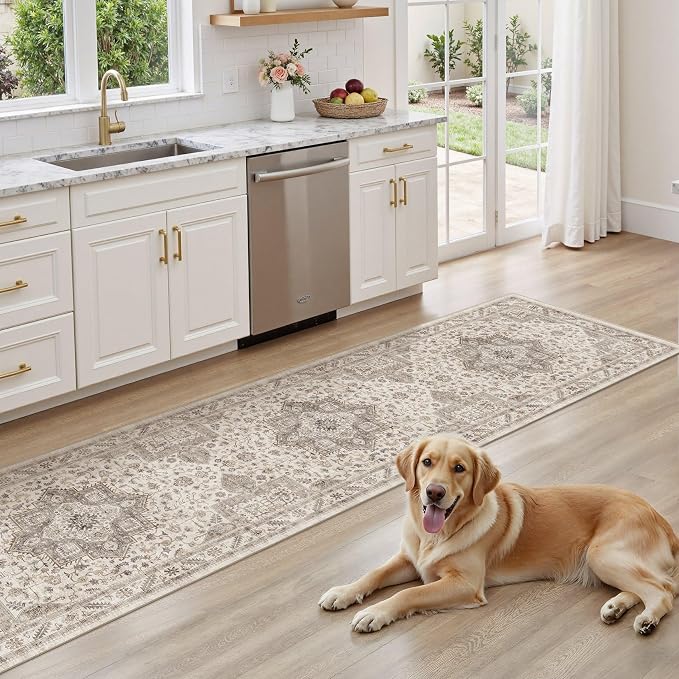 cotiled 2x8 Hallway Runner Rug for Entryway, Non-Slip Vintage, Light Brown | - Image 7
