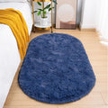 Goideal Fluffy Bedroom Rug, Small Oval Area Rugs, Light Navy Shag Bedside Carpet by Goideal
