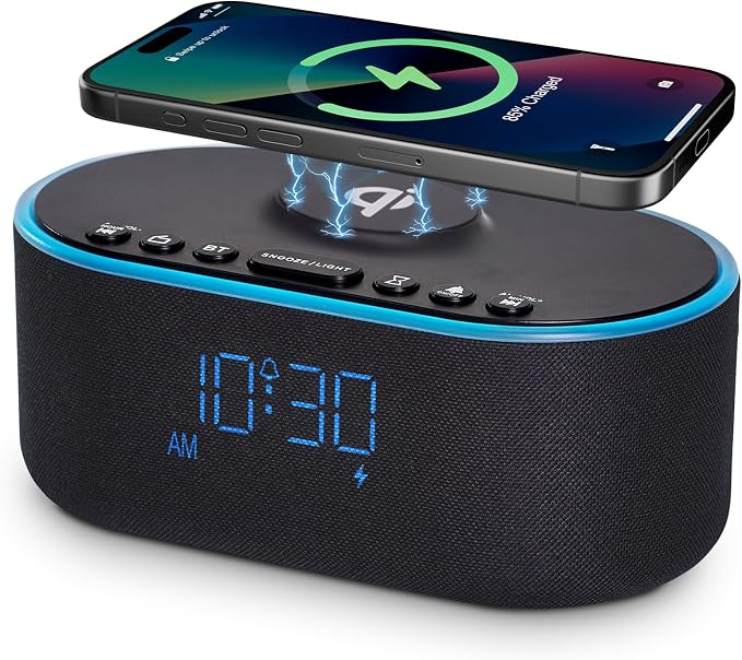 Odokee Qi Certified Wireless Charging Alarm Clock Radio by Odokee