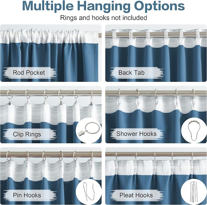 Denim Blue Blackout Curtain Panels 84 Inch Length 2 Panels Set - Image 3