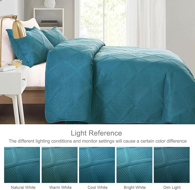 Exclusivo Mezcla Twin Size Quilt Set, Teal | Soft Bedspreads - Image 3