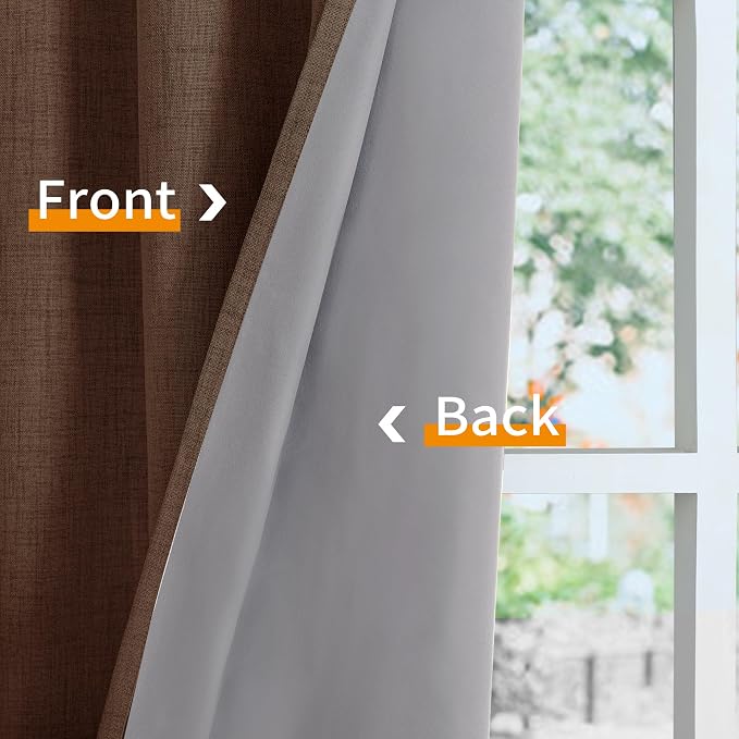 YoungsTex Brown Linen Blackout Curtains 54 Inches Long - Image 7