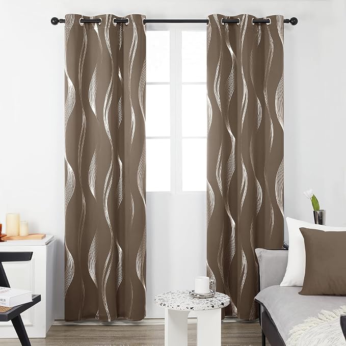 Deconovo Curtains for Living Room, Pattern Blackout Curtains 45 Inches Long | - Image 2