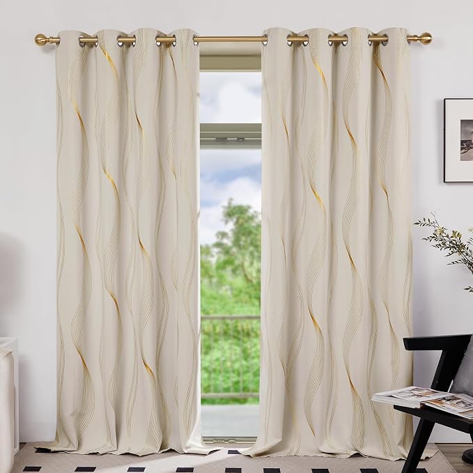 Deconovo Curtains for Living Room, Pattern Blackout Curtains 84 Inches Long | - Image 2