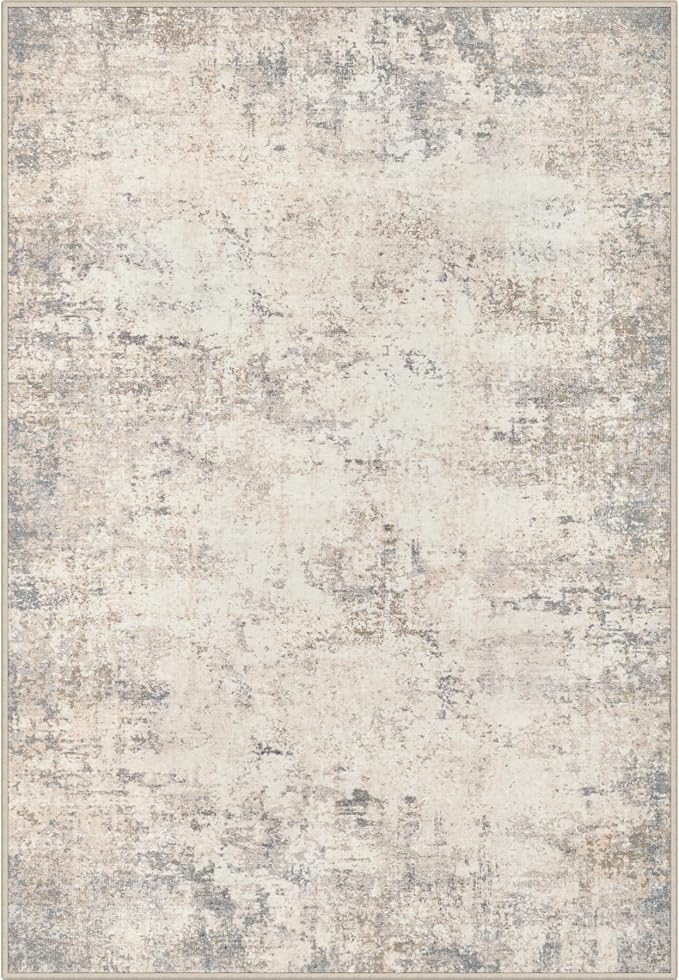 Area Rug Living Room: 5x5 Modern Washable Soft Carpet Brown Beige | by FXRHLP