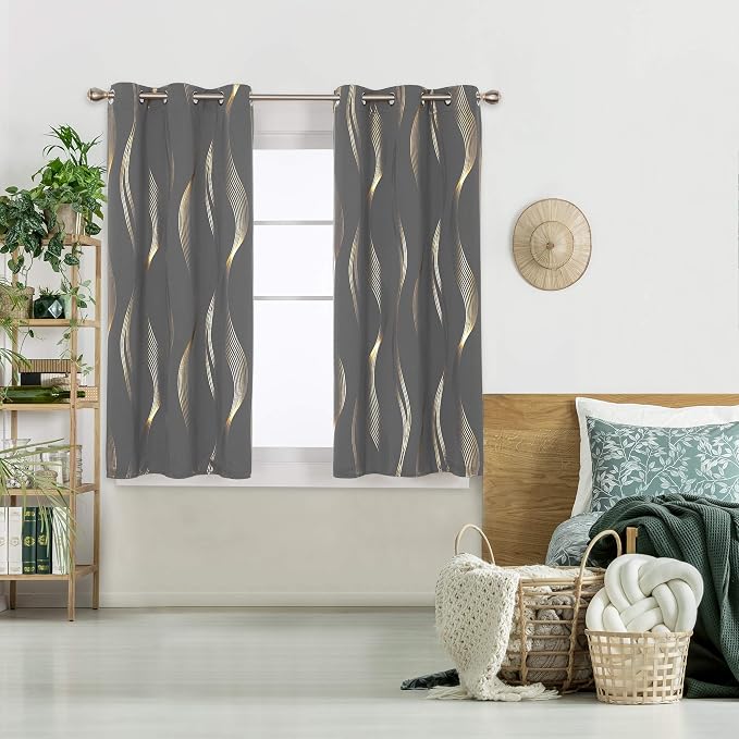 Deconovo Curtains for Living Room, Pattern Blackout Curtains 54 Inches Long | - Image 2