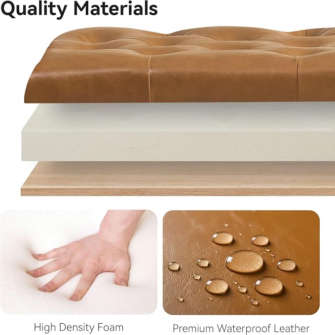 WUTUTUEE 47" Modern Water-Resistant Faux Leather Storage Ottoman Bench - Image 3