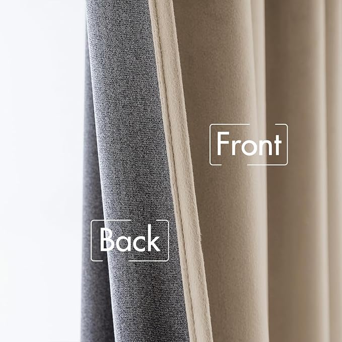 MIULEE Velvet Curtains 52x84 inches 2 Panels Cream Beige Blackout Curtains | - Image 6