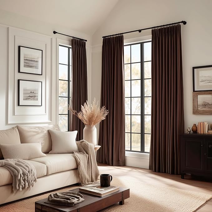 96 inches Long Brown Velvet Blackout Curtains - Image 7