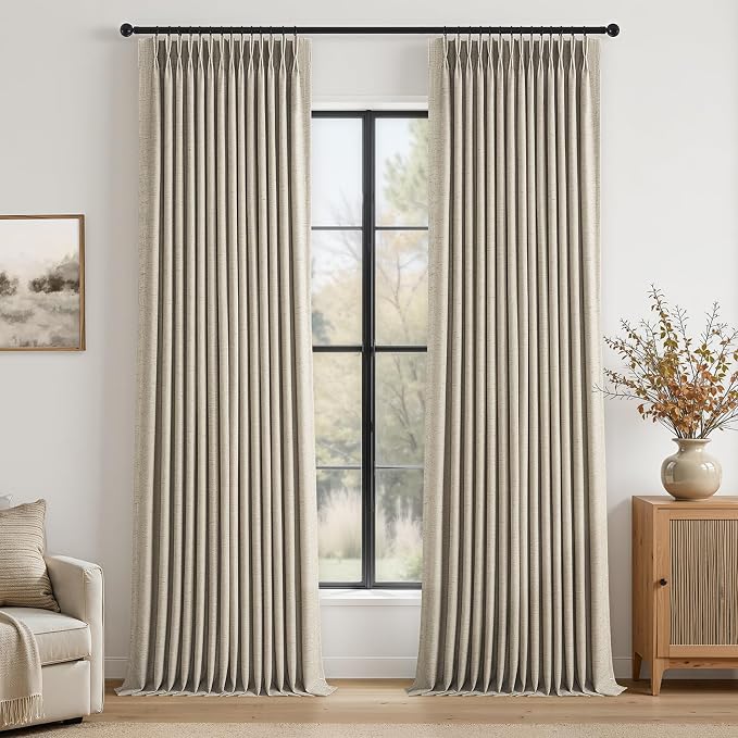Topfinel Burlywood 90 Inches Long Linen Curtains by Topfinel