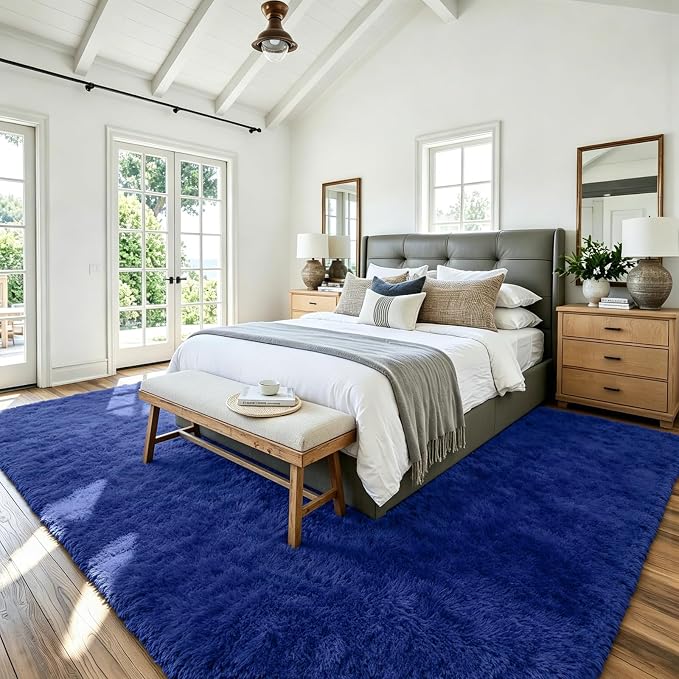 6x9 Fluffy Area Rug for Living Room: Soft Non-Slip Blue Shag Bedroom Carpet | - Image 3