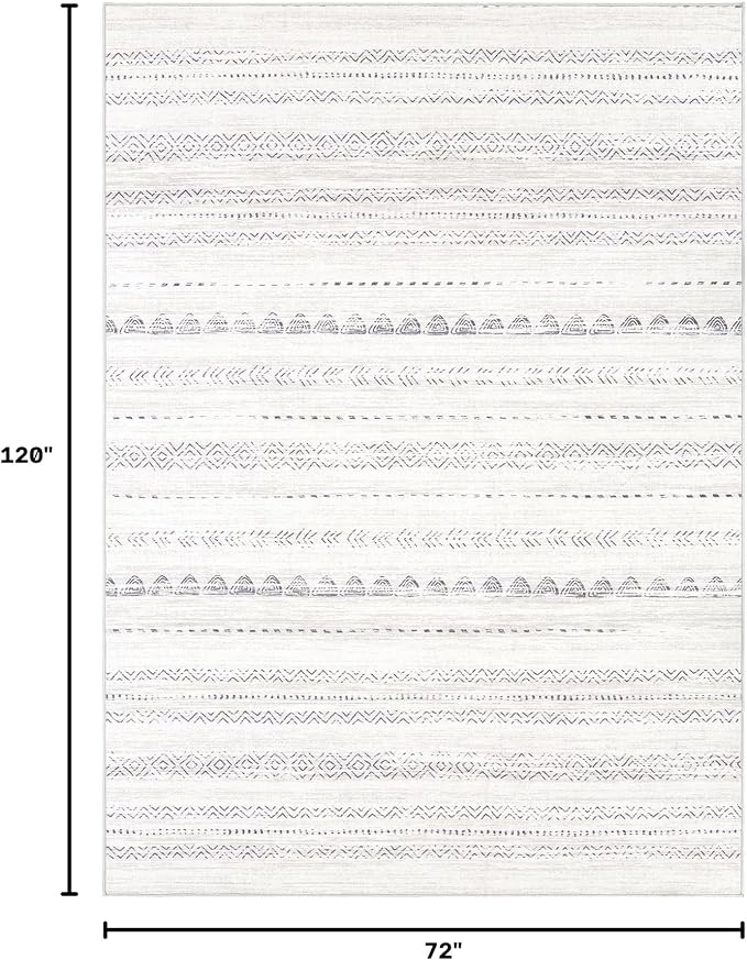 Nakagishi 6x10 Area Rugs Living Room: Washable Boho Large Neutral Soft - Image 2