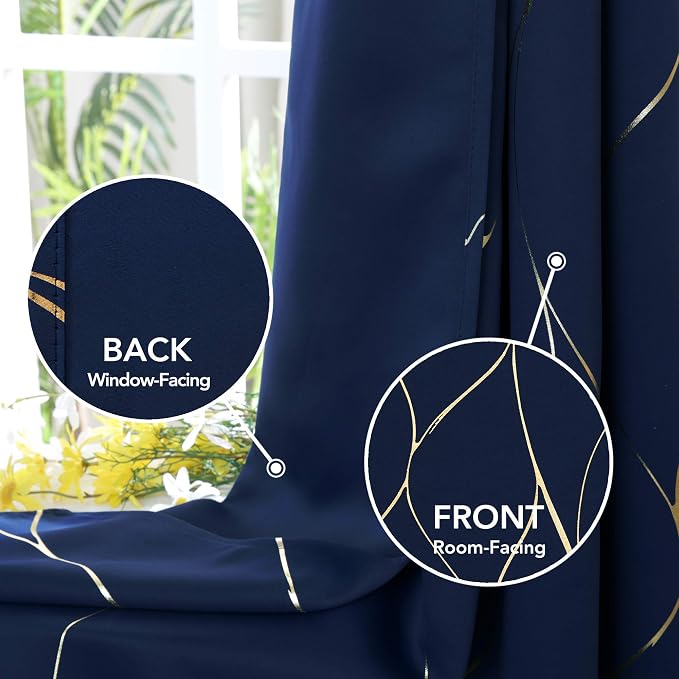 Deconovo Curtains for Living Room, Pattern Blackout Curtains 45 Inches Long | - Image 5