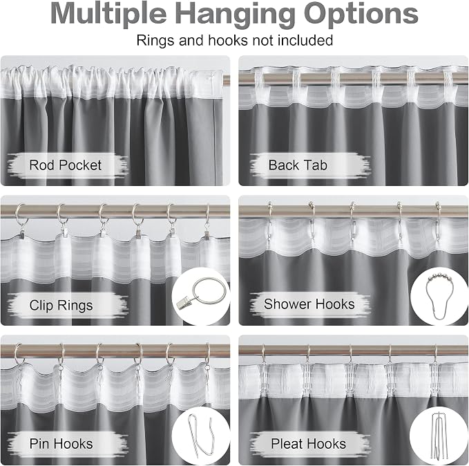 132 Inch Curtains Extra Long Back Tab and Rod Pocket Thermal Insulated Blackout - Image 3
