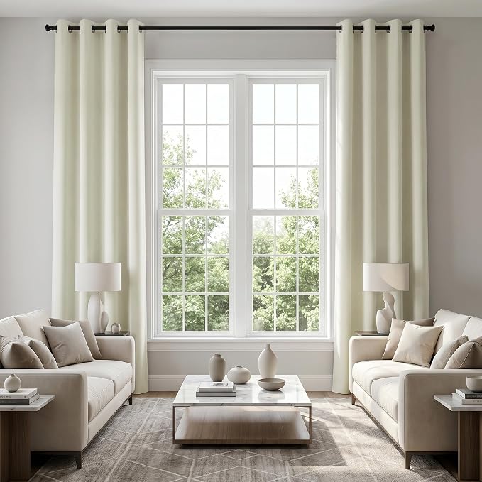 120 Inches Extra Long Curtains for Living Room 2 Panels Grommet Darkening by KOUFALL