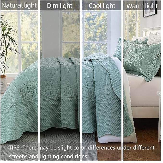 Cmfshape Oversize King Size Bedspread 120"x120", 3 Piece California King Quilt - Image 4