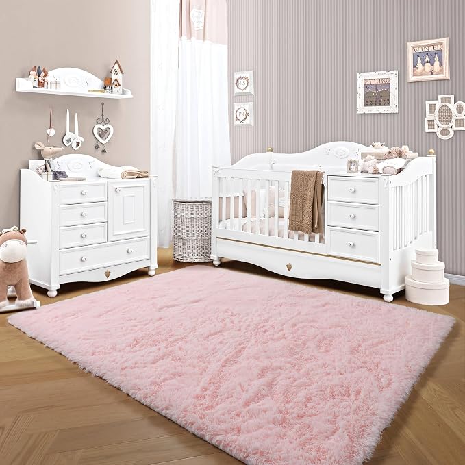Pink 6x9 Area Rugs for Living Room Bedroom, Large Fluffy Bedside Throw Rug - Image 7