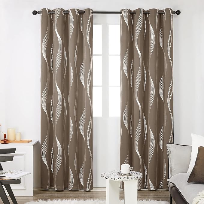 Deconovo Curtains for Living Room, Pattern Blackout Curtains 72 Inches Long | - Image 2